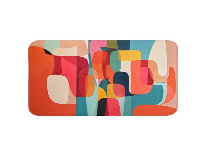BADEMATTE Formen - Bunt - Abstrakt - Flugzeuge Badezimmerteppich 120x60 cm