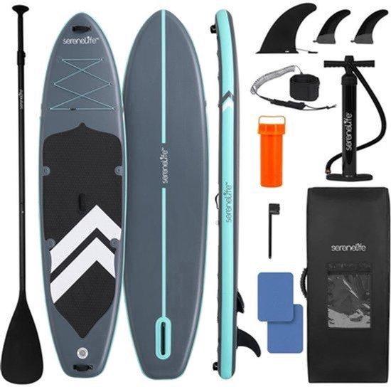 Aufblasbares SUP-Board - 350 cm x 89 cm, Schwarz - Tragfähigkeit: 200 kg - Einzelne Drop-Stitch-Konstruktion - Geeignet für Seen, Flüsse und Ozeane - Stand-Up-Paddle-Board