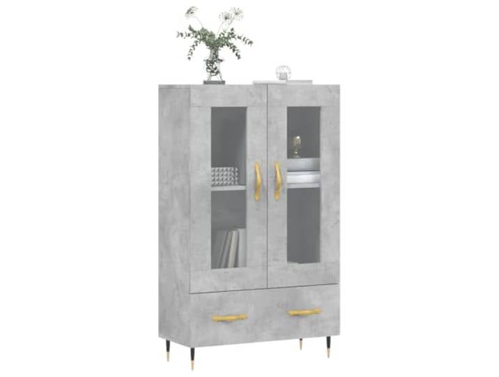 KTHLBRH Anrichte grau Beton 69,5 x 31 x 115 cm Holz mehrschichtig Beine aus Metall, Glastür, großer Stauraum, stabile Tischplatte