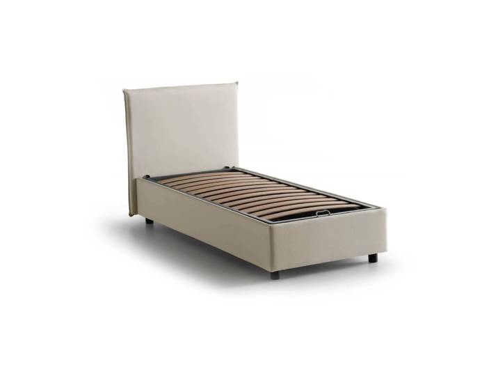 Lit simple en tissu beige 90x200 cm