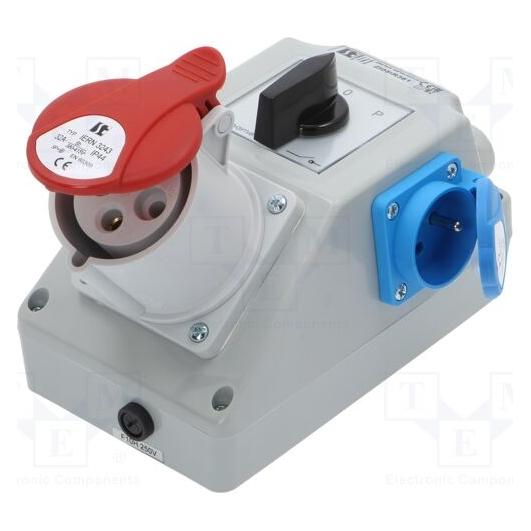 Spamel Einbausatz mit 32A 4P+2P+Z L-0-P Steckdose rot (ZI05R361) (ZI05R361)