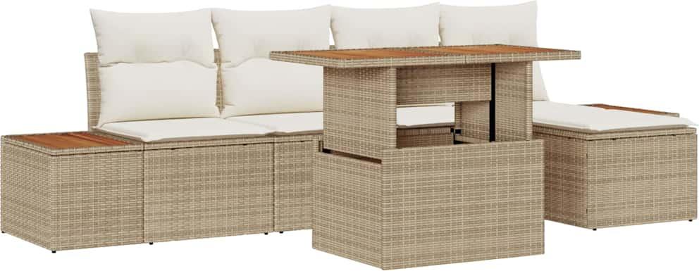vidaXL Gartensofa-set 6 stk. Beige und Creme