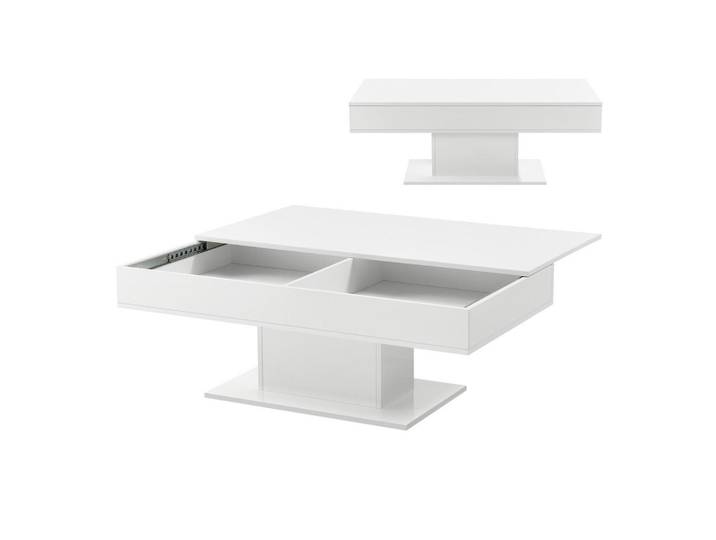 [en.casa] Couchtisch Lünen 110/60/40, Weiß Hochglanz, Holzwerkstoff, 110x40x60 cm, Wohnzimmer, Wohnzimmertische, Couchtische