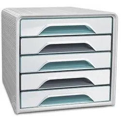 Cep, Dokumentenablage, Schubladenbox mit 5 flachen Schubladen Smoove Riviera 7-111 Ri Wassergrün/Grau (A4)
