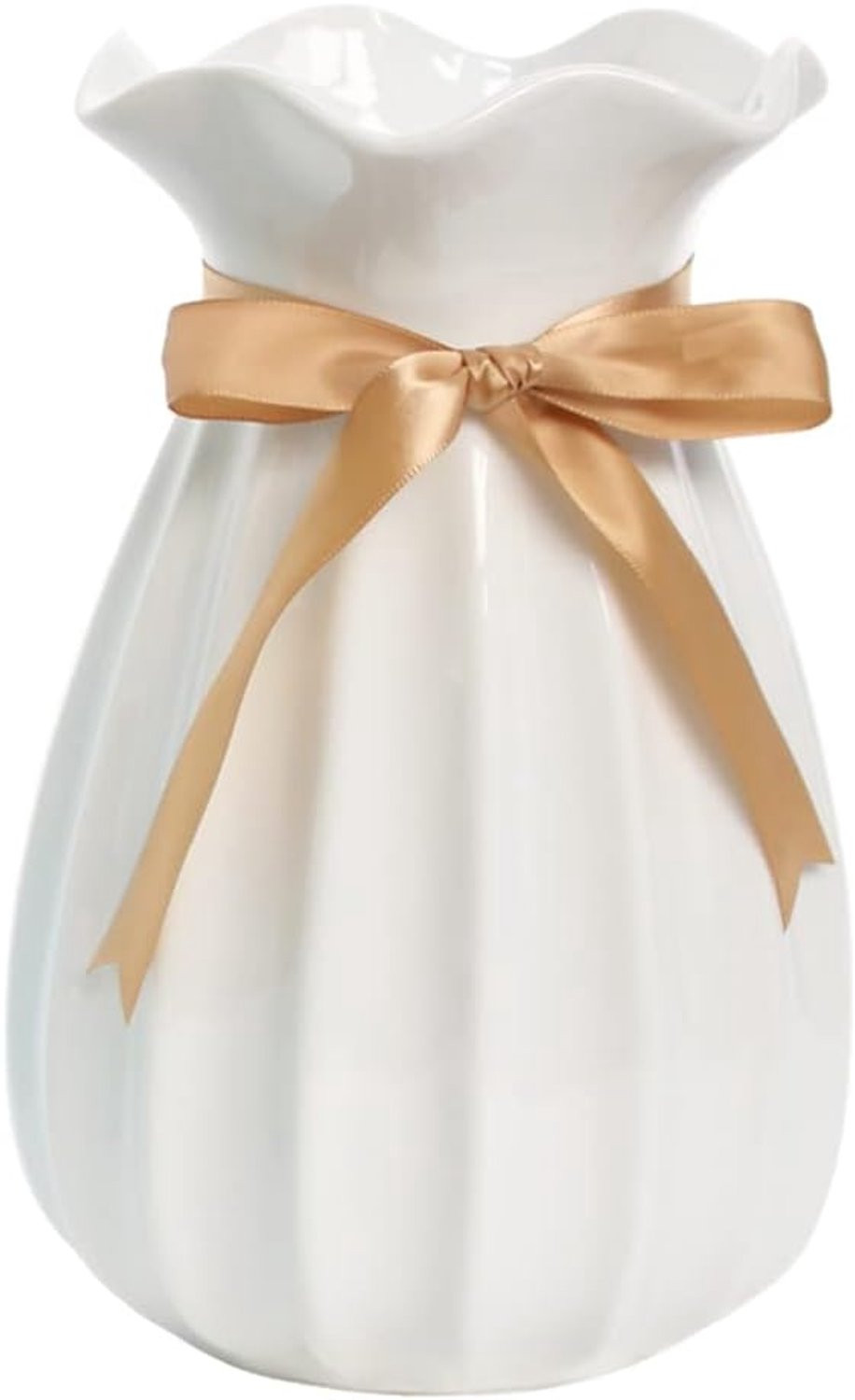 SnelShoppen Modern Ceramische Bloemenvaas voor Verse en Droogbloemen, Wit, 20,32 cm