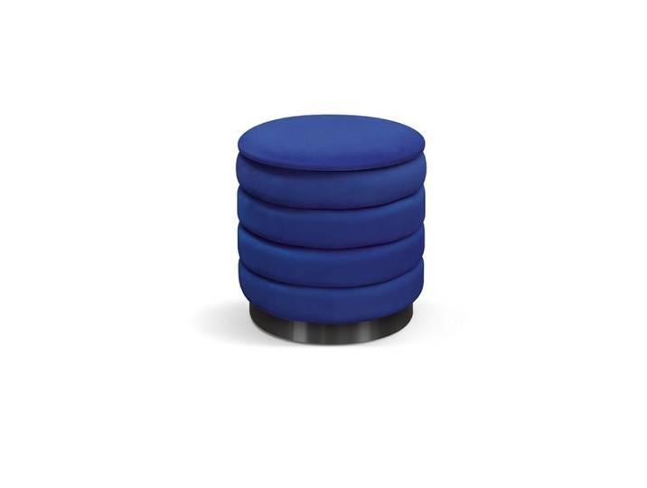 Banc de rangement en tissu velours bleu