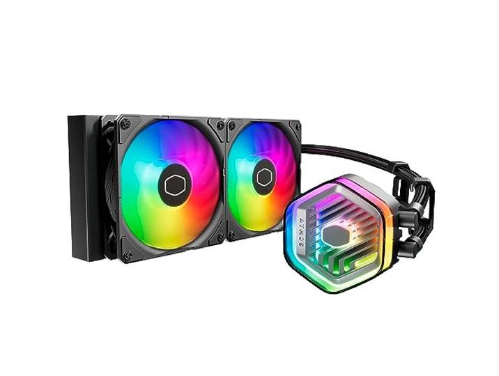 Cooler Master MasterLiquid Atmos 240 zwarte processor waterkoeling - AIO-waterkoelsysteem, tweekamerpomp, Sickleflow 120 Edge-ventilatoren, adresseerbare Gen 2 RGB, LGA1700 en AM5-beugels