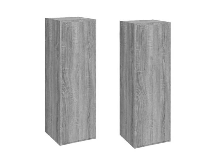 GHVBNMF TV-Hängeschränke 2 STK., Wandschrank Grau Sonoma, 30,5x30x90 cm Platzsparende Hängeschränke fürs Wohnzimmer. Flexibler Türanschlag links oder rechts montierbar mit viel Stauraum.