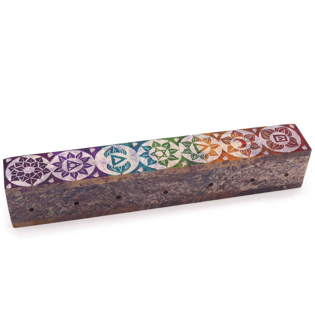 Ancient Wisdom Speksteen Wierookdoos met Rookgaten Chakra 25cm