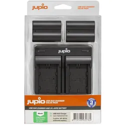 Jupio Value Pack: 2X Battery NP-W235 + USB Dual Charger (Kamera Akku, Kamera Akku Ladegerät), Kamera Stromversorgung, Schwarz