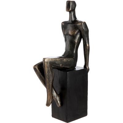 Skulptur GILDE "Skulptur Mann Eleganz bronzefarben", bronzefarben, schwarz, B:7,5cm H:39cm T:19cm, Kunstharz, Dekofiguren, Anmut stilvoll dekorativ Wohnambiente Geschenkidee