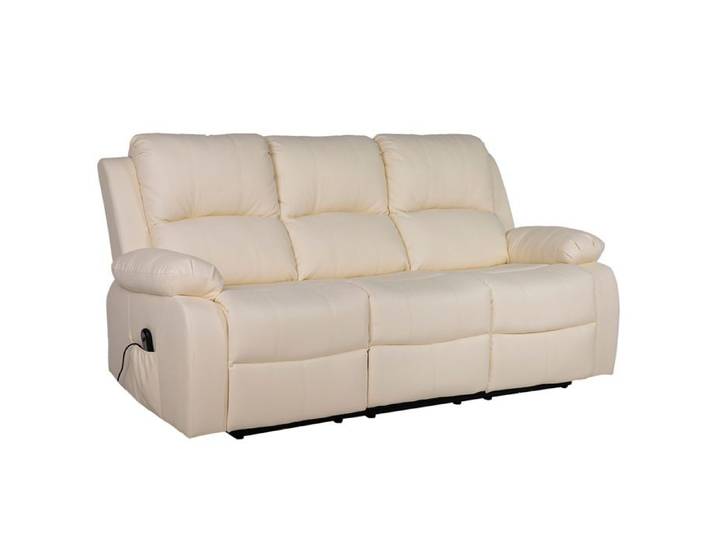 Armand - Canapé 3 places relax électrique en simili - Beige
