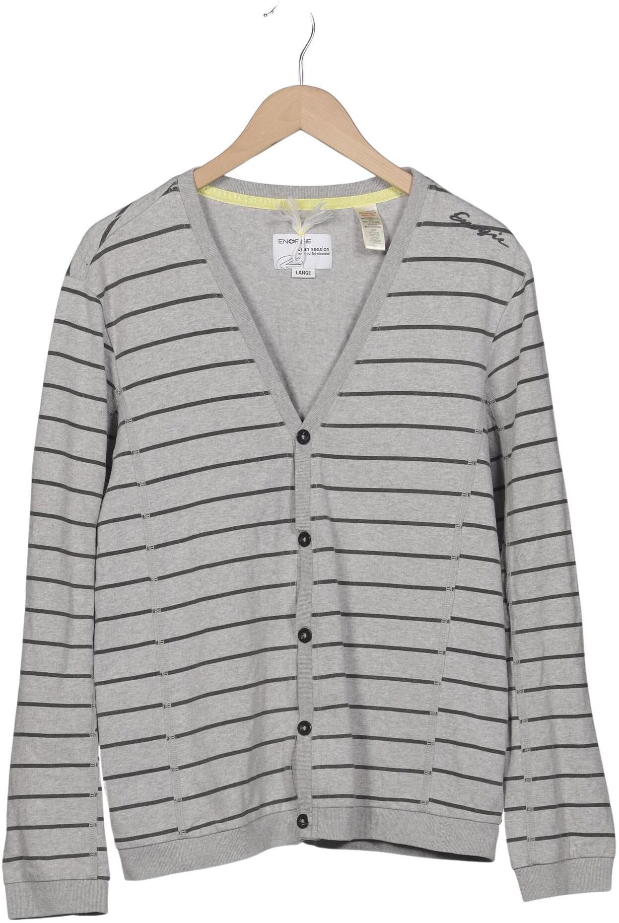 Energie Herren Strickjacke, Grau, Gr. L, Baumwolle - Second Hand