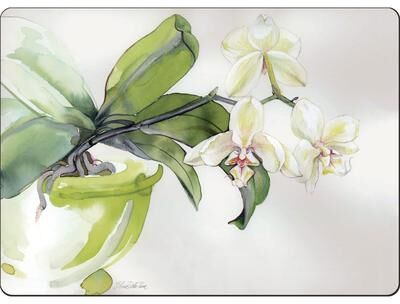 Cala Home Hardboard Placemats - White Orchid - Set of 4 - 15.5x11.25x.233