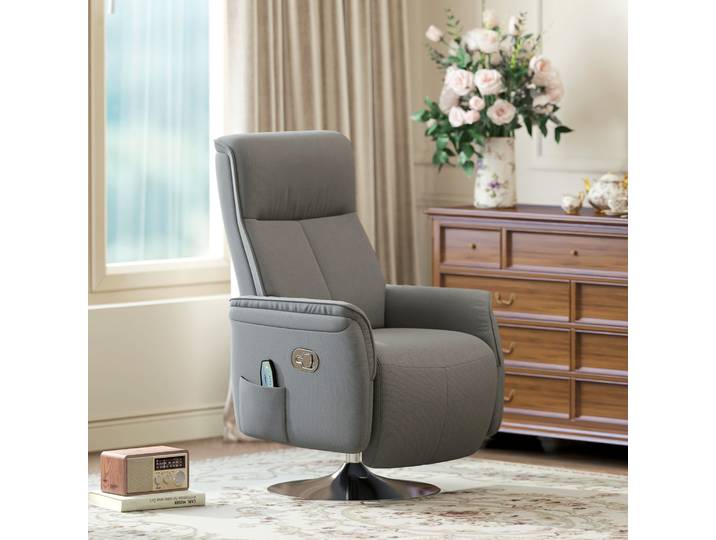 HOMCOM Fauteuil Relax Massant Pivotant Inclinable Gris