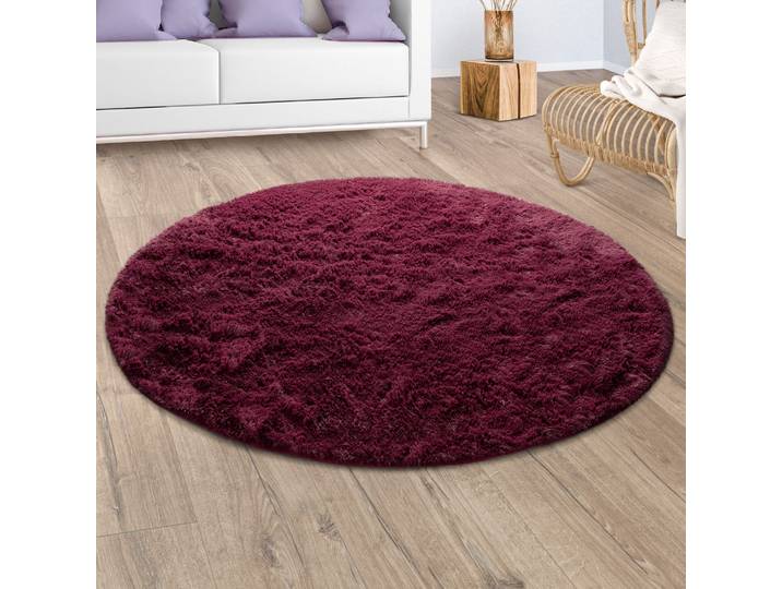 Hochflor-Teppich PACO HOME Silky 591 , lila, H:37mm Ø:160cm, Polyester, Teppiche, Hochflor-Teppich, Uni-Farben, besonders weich und kuschelig, Wohnzimmer