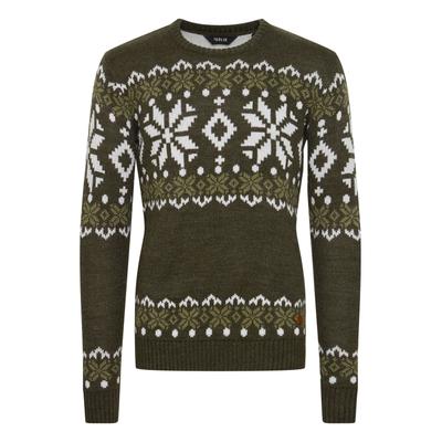 Rundhalspullover SOLID "Rundhalspullover SDNorwig", Herren, Gr. L, grün (rosin melange), Obermaterial: 100% Polyacryl PAN., Pullover Rundhalspullover