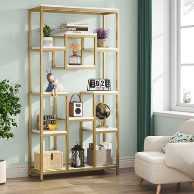 ROSE Modern 71Inch Tall Bookcase Bookshelf, Geometric Etagere Book Shelves Storage Rack for Home Office