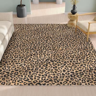 Well Woven Animal Prints Leopard Novelty Animal Print Flat Pile Rug