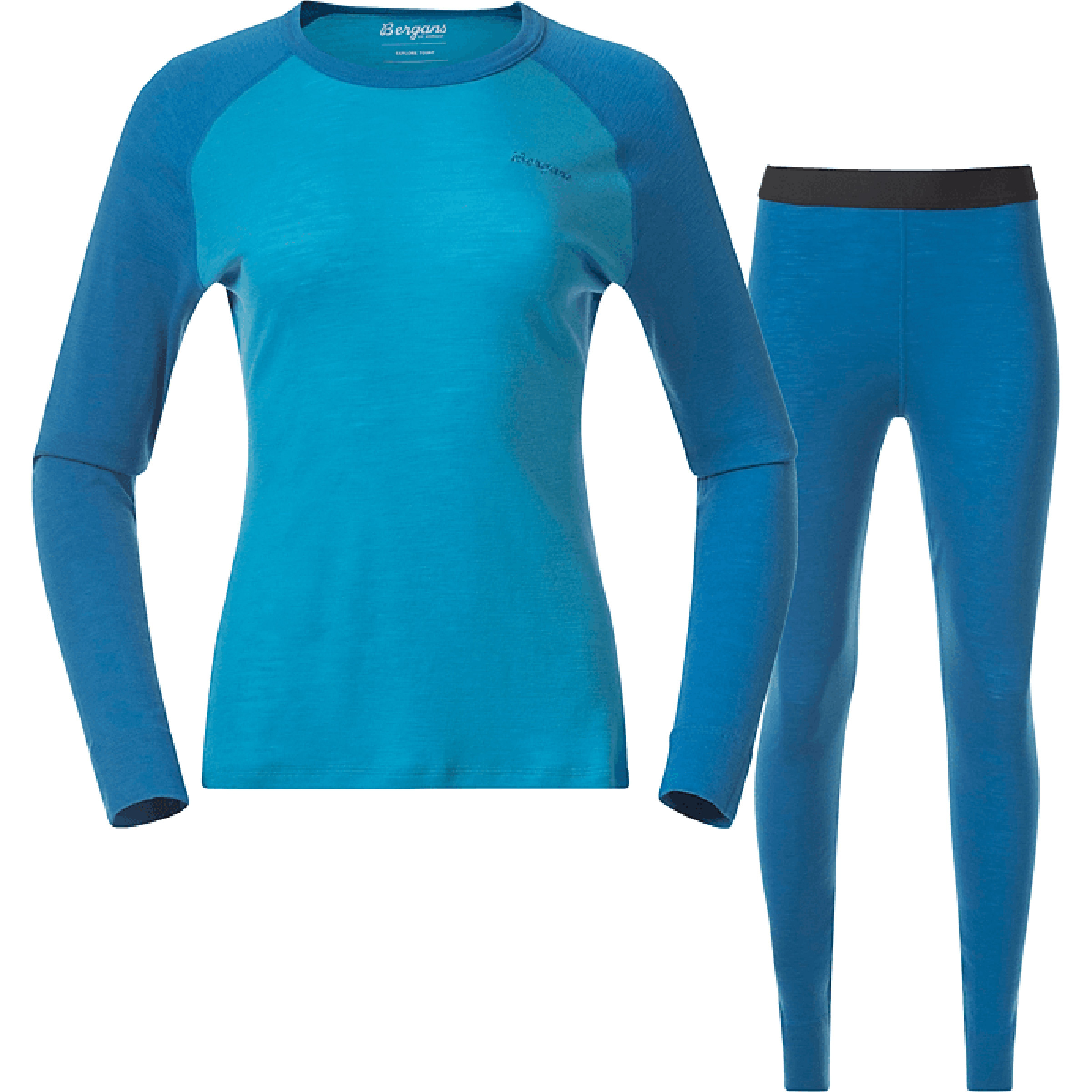 Bergans Allround Merino Unterwäsche Set Damen Skiunterwäsche blau Größe S Trekking Schnell trocknend Merinowolle
