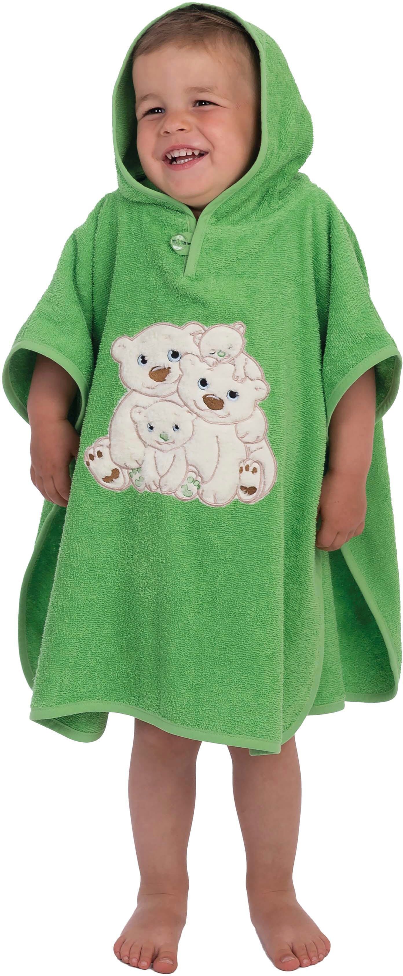 Badeponcho WEWO FASHION "8031", grün, L:60cm, Frottier, Hausmäntel, Badeponcho, Kapuze grün L: 60cm