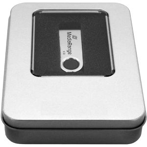 MediaRange USB-Stick-Box BOX903, mit Schaumstoff, silber, aus Aluminium, mit Sichtfenster, für 1 USB-Stick