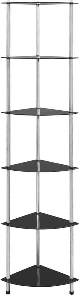 vidaXL Étagère à 6 niveaux Noir 30x30x160 cm Verre trempé