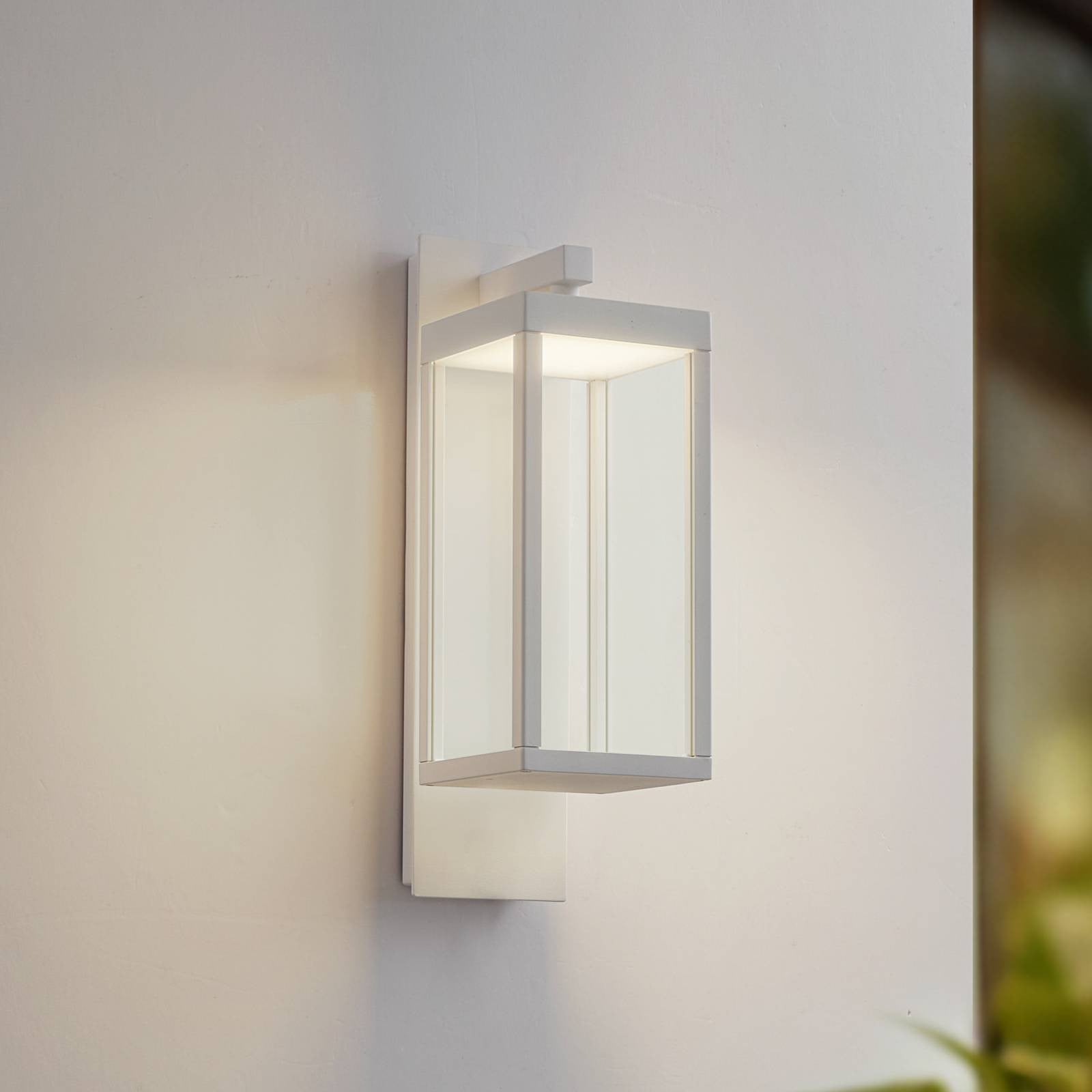 Lucande Ferdinand LED buiten wandlamp wit aluminium en glas modern