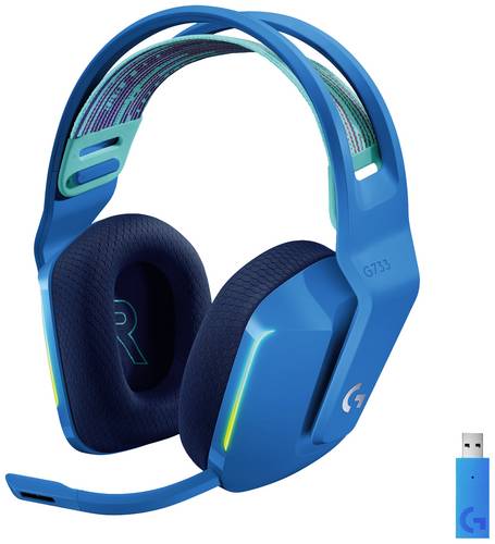 Logitech Gaming G733 LIGHTSPEED On Ear Headset Funk 7.1 Surround Blau Lautstärkeregelung Gaming
