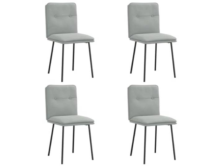 Fisinber Esszimmerstühle 4er Set, Polsterstühle Samt Hellgrau Weiche Polsterung mit formstabilem Schaumstoff für Küche, Arbeitszimmer oder Konferenzbereich bis 110 kg belastbar.