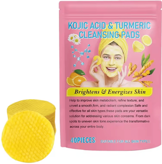 Inspire Essentials Turmeric Kojic Acid Cleansing Pads Exfoliating Facial Wipes For Bright, Clear Skin c