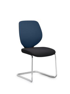Freischwinger GIROFLEX 353, Polsterrücken, Präzisionsstahlrohr stapelbar, o. Armlehnen, blau/schwarz