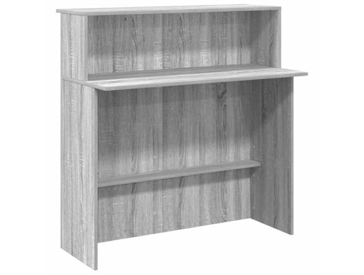 GKHPYURE Reception Theke Grau Sonoma 100 x 50 x 103,5 cm aus Spanplatte Integrierte Theke, Ablagefach, professionelle Nutzung, Wandbefestigung inklusive, schnelle Montage