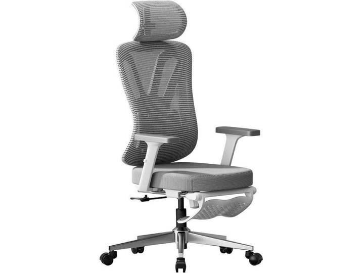 Hbada P5 Chaise de Bureau Ergonomique avec Soutien Lombaire-Blanc avec Repose-Pieds