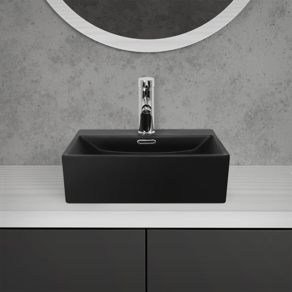 ECD Germany Lavabo de cerámica con juego de desagüe lavabo de encimera