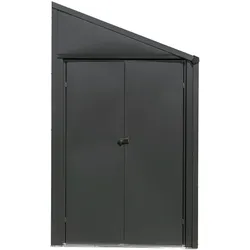 Spacemaker Metall-Gerätehaus, Anlehngerätehaus "4 x 7", mit Doppel-Flügeltür,grau,2,4 m2