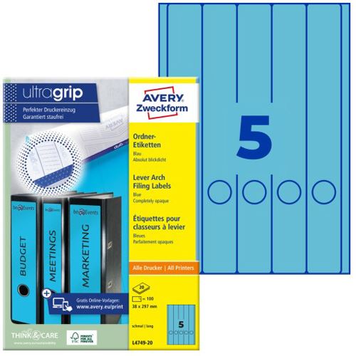 AVERY Zweckform 100 Ordneretiketten L4749-20 blau