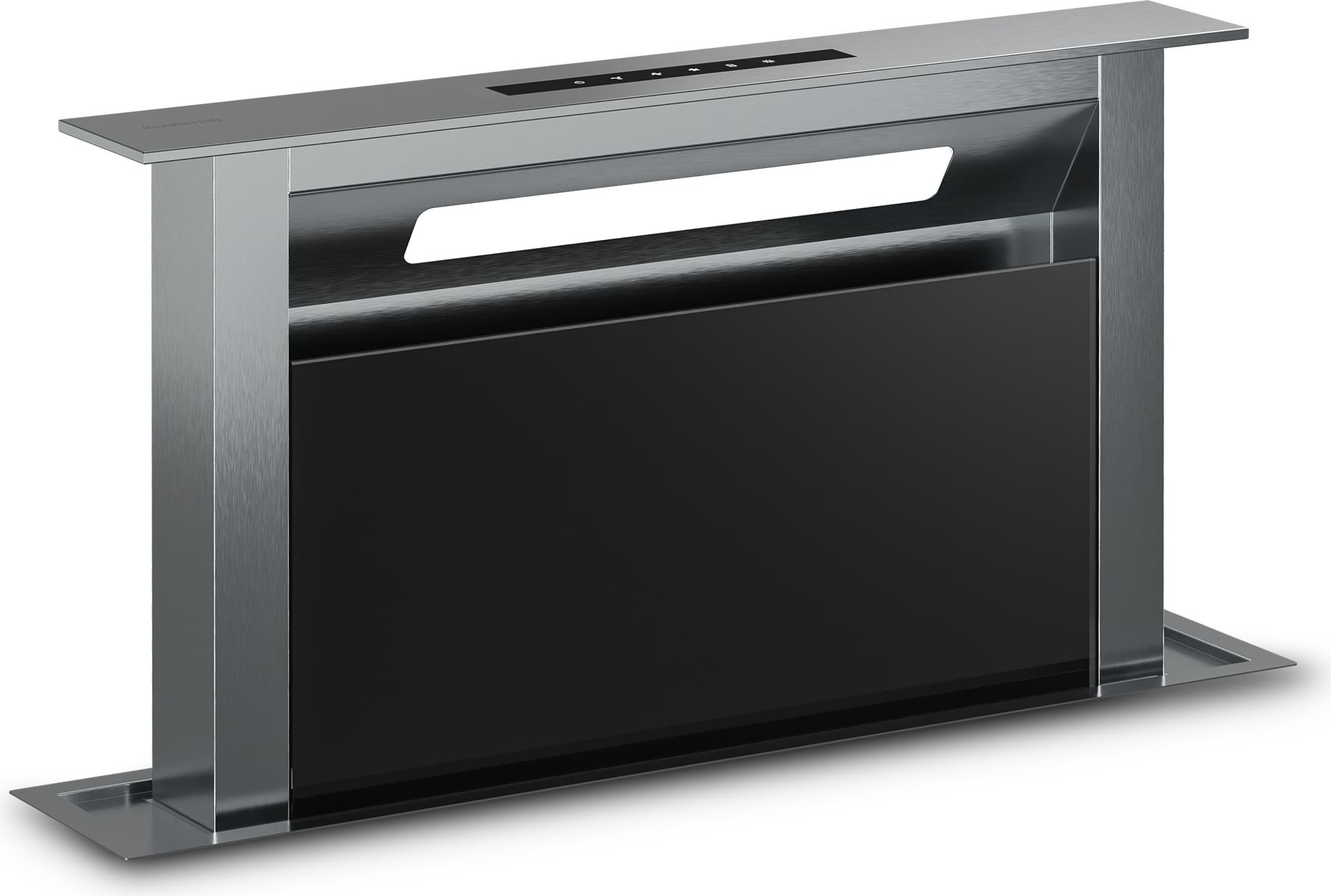 Klarstein Verosteel Dunstabzugshaube 60 cm - A++ Downdraft, 853 m³/h Boost, Touch-Bedienung, LED, Aluminium & Glas, Spülmaschinenfester Filter, Abzugshaube für Küche