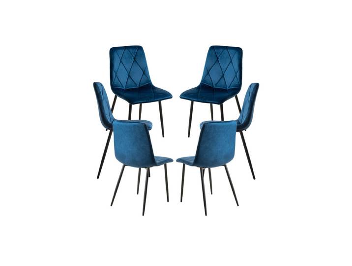 6er Set Lyke Samt Stühle - Blau