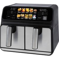 Doppel-Heißluftfritteuse PC-FR 1287 H edelstahl/schwarz, 2.200 Watt, 2 Körbe je 4 Liter