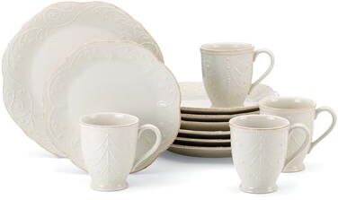 Lenox French Perle 12-Piece Plate & Mug Dinnerware Set