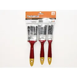 Flachpinsel Set 3-teilig, Lackierpinsel, Streichpinsel, Malerpinsel, 1+1,5+2
