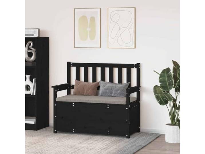 Sitzbank Massivholz Kiefer 112,5x51,5x96,5 cm Stauraum mit Rückenlehne Kiefernholz, rustikale Optik, Kastenbank, Stauraum, Rückenlehne, Armlehnen, 110 kg pro Sitzplatz