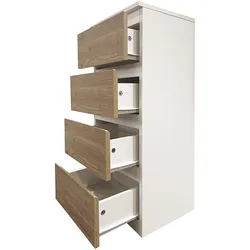 HTI-Living, Kommode + Sideboard, Kommode Thekla mit 4 grifflosen Schubladen Weiss-Artisaneiche