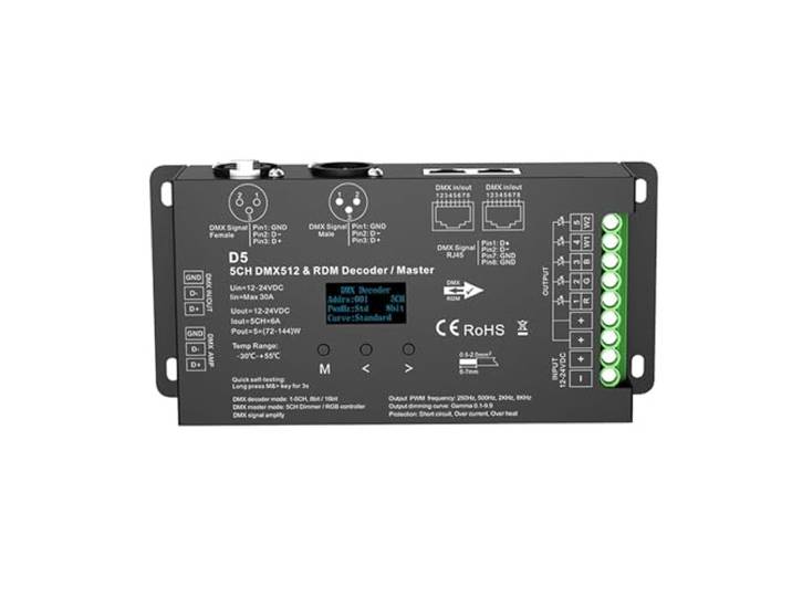 4/5 Kanal DMX512 CV Decoder 12V 24V DC 4CH 5CH RDM DMX Signal Controller(D5 Only)
