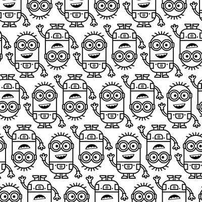 Minions Line Art Black Peel and Stick Wallpaper by RoomMates