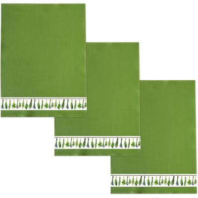 Geschirrtuch FRAMSOHN FROTTIER "Kräuter, aus 100% Baumwolle", grün (dunkelgrün), B:50cm L:70cm, 100% Baumwolle, Geschirrtücher, Geschirrtuch, dichte Feinwebung, mit Bordüre, in Österreich hergestellt, 50x70 cm