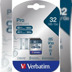 Verbatim Pro 32GB SDHC Class 10 Flash Card Black