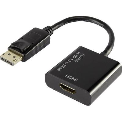 Renkforce RF-4222524 DisplayPort / HDMI Adapter [1x DisplayPort Stecker - 1x HDMI-Buchse] Schwarz vergoldete Steckkontakte 10.00 cm