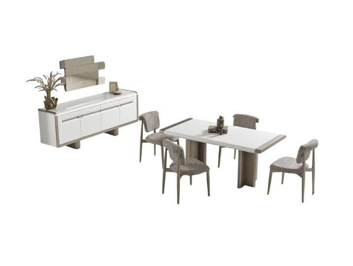 Villa Möbel Esszimmer-Set Nikko, (Esszimmer-Set, 8-St., Esstisch, Sideboard und 6 Stühle), Esstisch mit Stühlen und Sideboard für Essen und Stauraum